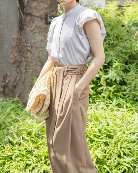 画像をギャラリービューアに読み込む, 小柄ワンピース/低身長ワンピース/こコットンワンピース/低身長シャツワンピース/マルチway/取り外し可能/短丈ブラウス/パフスリーブブラウス