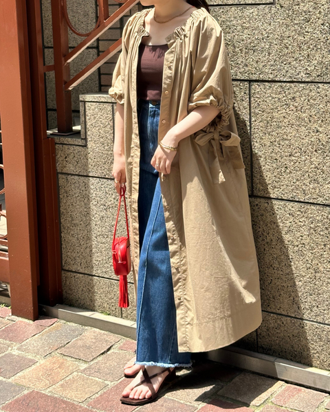 画像をギャラリービューアに読み込む, 小柄ワンピース/低身長ワンピース/コットンワンピース/低身長シャツワンピース/4wayワンピース