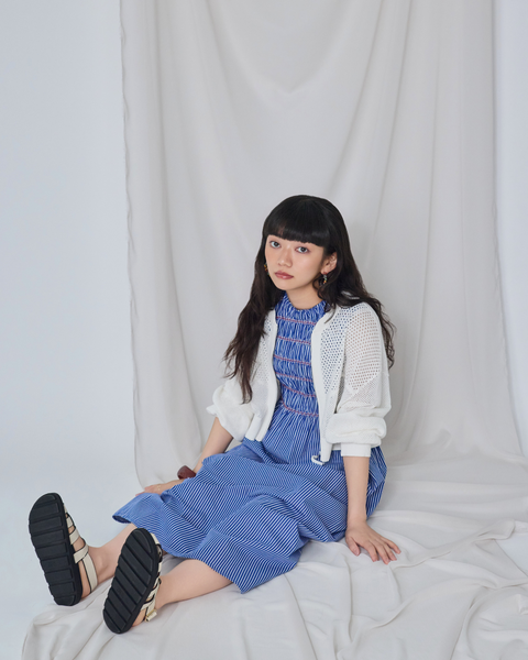 画像をギャラリービューアに読み込む, 小柄ワンピース/低身長ワンピース/ギャザーワンピース/シャーリングワンピース