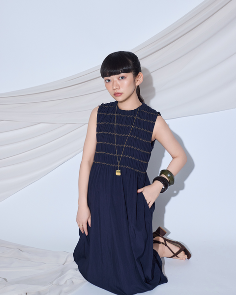 画像をギャラリービューアに読み込む, 小柄ワンピース/低身長ワンピース/ギャザーワンピース/シャーリングワンピース