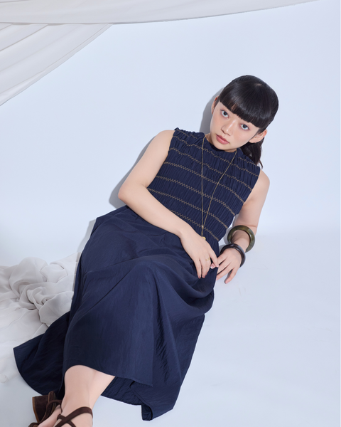 画像をギャラリービューアに読み込む, 小柄ワンピース/低身長ワンピース/ギャザーワンピース/シャーリングワンピース