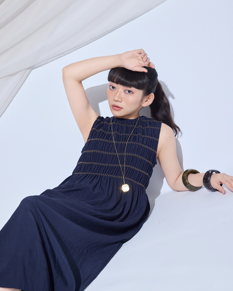 画像をギャラリービューアに読み込む, 小柄ワンピース/低身長ワンピース/ギャザーワンピース/シャーリングワンピース