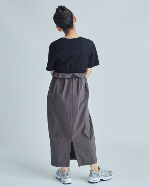 画像をギャラリービューアに読み込む, 小柄ワンピース/低身長ワンピース/異素材切替ワンピース/切替ワンピース/低身長ブランド/小柄用/低身長用ワンピース