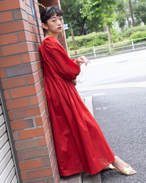 画像をギャラリービューアに読み込む, 小柄ワンピース/低身長ワンピース/パフスリーブワンピース/国産上質生地/コットン100%ワンピース/低身長用ワンピース/アメスリインナー付き