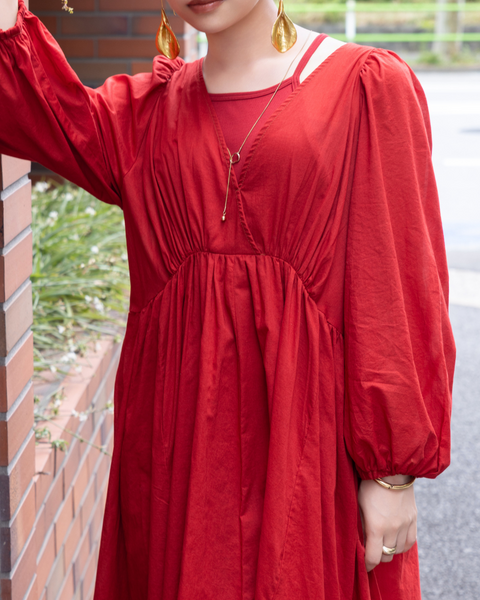 画像をギャラリービューアに読み込む, 小柄ワンピース/低身長ワンピース/パフスリーブワンピース/国産上質生地/コットン100%ワンピース/低身長用ワンピース/アメスリインナー付き