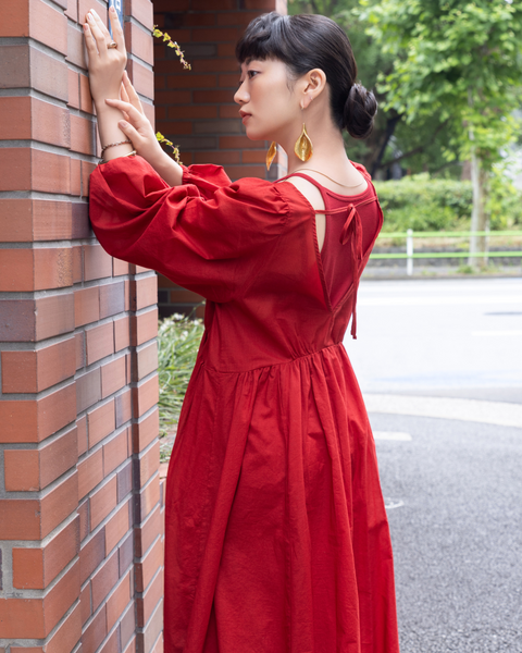 画像をギャラリービューアに読み込む, 小柄ワンピース/低身長ワンピース/パフスリーブワンピース/国産上質生地/コットン100%ワンピース/低身長用ワンピース/アメスリインナー付き