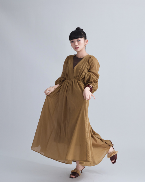 画像をギャラリービューアに読み込む, 小柄ワンピース/低身長ワンピース/パフスリーブワンピース/国産上質生地/コットン100%ワンピース/低身長用ワンピース/アメスリインナー付き