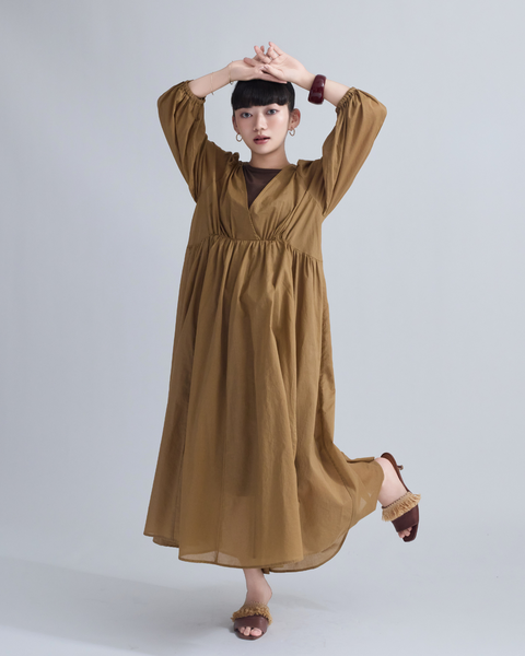 画像をギャラリービューアに読み込む, 小柄ワンピース/低身長ワンピース/パフスリーブワンピース/国産上質生地/コットン100%ワンピース/低身長用ワンピース/アメスリインナー付き