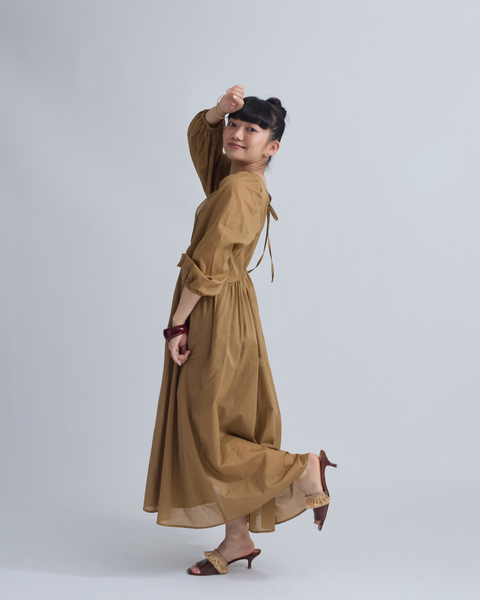 画像をギャラリービューアに読み込む, 小柄ワンピース/低身長ワンピース/パフスリーブワンピース/国産上質生地/コットン100%ワンピース/低身長用ワンピース/アメスリインナー付き