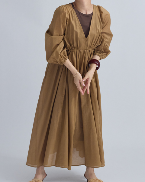 画像をギャラリービューアに読み込む, 小柄ワンピース/低身長ワンピース/パフスリーブワンピース/国産上質生地/コットン100%ワンピース/低身長用ワンピース/アメスリインナー付き