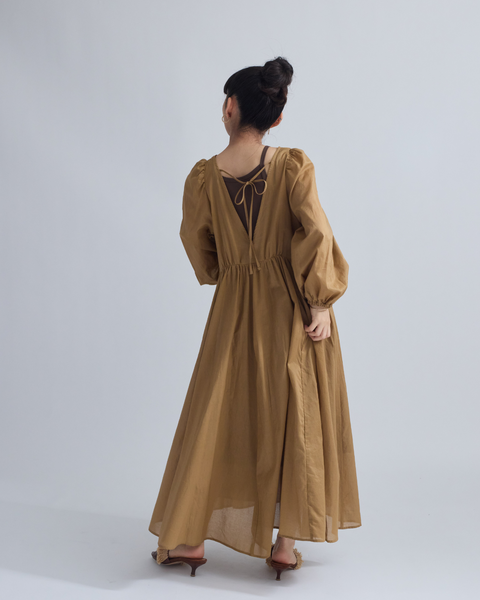 画像をギャラリービューアに読み込む, 小柄ワンピース/低身長ワンピース/パフスリーブワンピース/国産上質生地/コットン100%ワンピース/低身長用ワンピース/アメスリインナー付き