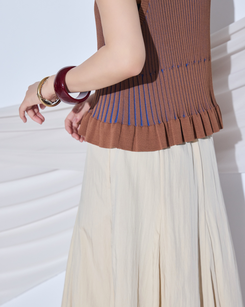 画像をギャラリービューアに読み込む, 低身長用シャツ/小柄用/低身長/シャツ/低身長ブランド/小柄ブランド/小柄TOPS/デザイントップス/配色フリルニット/ニットプルオーバー