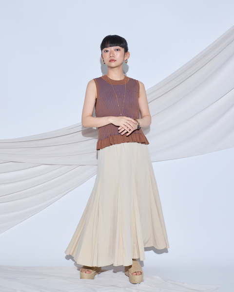 画像をギャラリービューアに読み込む, 低身長用シャツ/小柄用/低身長/シャツ/低身長ブランド/小柄ブランド/小柄TOPS/デザイントップス/配色フリルニット/ニットプルオーバー