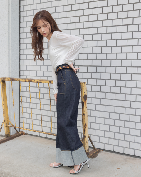 画像をギャラリービューアに読み込む, 低身長パンツ/低身長用ボトム/ボトム/デニムパンツ/小柄用/XSサイズ/SSサイズ/147㎝/低身長ブランド/低身長デニムパンツ/韓国風/小柄韓国/デニム/ロールアップデニム/低身長/小柄/小柄デニム