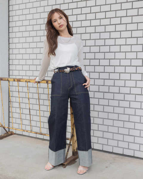 画像をギャラリービューアに読み込む, 低身長パンツ/低身長用ボトム/ボトム/デニムパンツ/小柄用/XSサイズ/SSサイズ/147㎝/低身長ブランド/低身長デニムパンツ/韓国風/小柄韓国/デニム/ロールアップデニム/低身長/小柄/小柄デニム