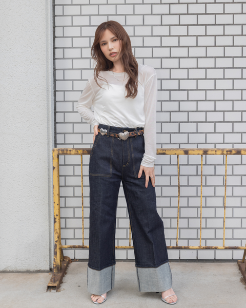 画像をギャラリービューアに読み込む, 低身長パンツ/低身長用ボトム/ボトム/デニムパンツ/小柄用/XSサイズ/SSサイズ/147㎝/低身長ブランド/低身長デニムパンツ/韓国風/小柄韓国/デニム/ロールアップデニム/低身長/小柄/小柄デニム