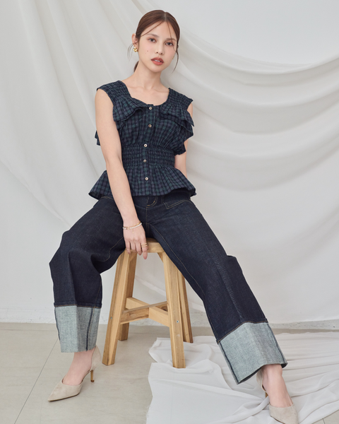 画像をギャラリービューアに読み込む, 低身長パンツ/低身長用ボトム/ボトム/デニムパンツ/小柄用/XSサイズ/SSサイズ/147㎝/低身長ブランド/低身長デニムパンツ/韓国風/小柄韓国/デニム/ロールアップデニム/低身長/小柄/小柄デニム