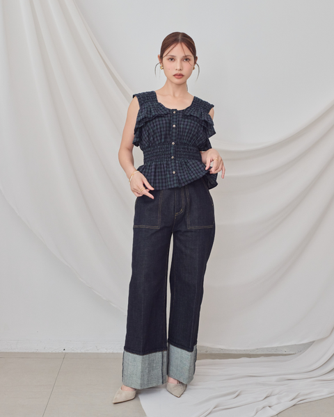 画像をギャラリービューアに読み込む, 低身長パンツ/低身長用ボトム/ボトム/デニムパンツ/小柄用/XSサイズ/SSサイズ/147㎝/低身長ブランド/低身長デニムパンツ/韓国風/小柄韓国/デニム/ロールアップデニム/低身長/小柄/小柄デニム