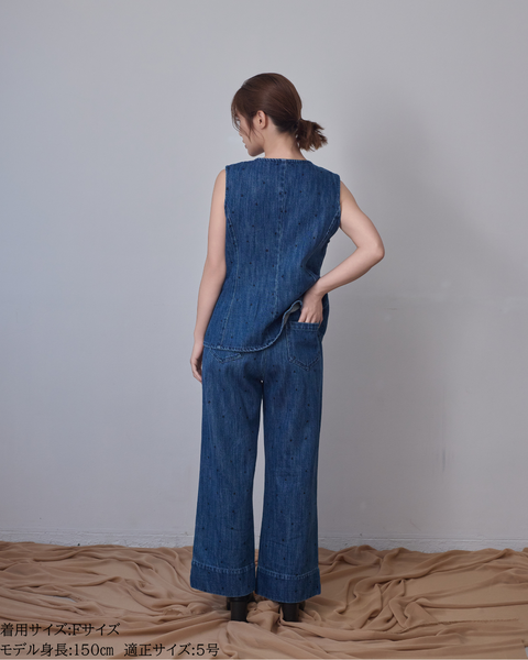 画像をギャラリービューアに読み込む, 低身長用トップス/小柄用/低身長/小柄セットセットアップ/デニム/低身長ブランド/小柄ブランド/ペプラムデニム/小柄デニム/小柄トップス/デザイントップス/韓国/デニムセットアップ/刺繍/ハート/ハート刺繍