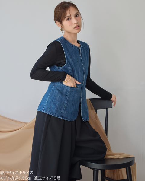 画像をギャラリービューアに読み込む, 低身長用トップス/小柄用/低身長/小柄セットセットアップ/デニム/低身長ブランド/小柄ブランド/ペプラムデニム/小柄デニム/小柄トップス/デザイントップス/韓国/デニムセットアップ/刺繍/ハート/ハート刺繍