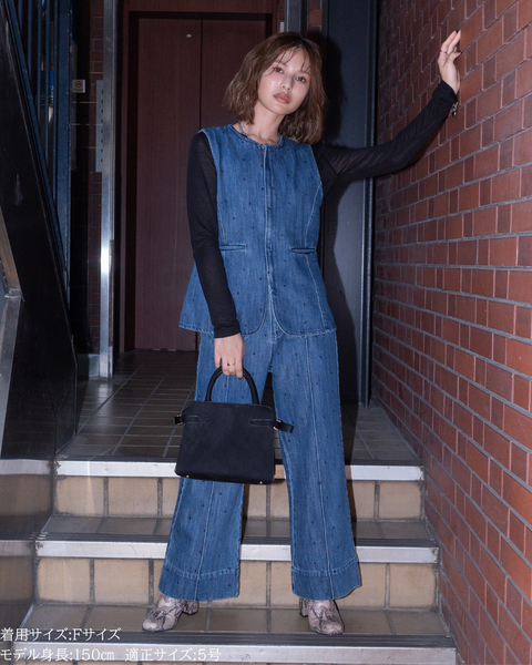 画像をギャラリービューアに読み込む, 低身長用トップス/小柄用/低身長/小柄セットセットアップ/デニム/低身長ブランド/小柄ブランド/ペプラムデニム/小柄デニム/小柄トップス/デザイントップス/韓国/デニムセットアップ/刺繍/ハート/ハート刺繍