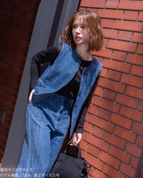 画像をギャラリービューアに読み込む, 低身長用トップス/小柄用/低身長/小柄セットセットアップ/デニム/低身長ブランド/小柄ブランド/ペプラムデニム/小柄デニム/小柄トップス/デザイントップス/韓国/デニムセットアップ/刺繍/ハート/ハート刺繍