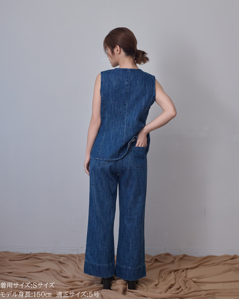 画像をギャラリービューアに読み込む, 低身長用パンツ/小柄用/低身長/小柄セットセットアップ/デニム/低身長ブランド/小柄ブランド/デニムパンツ/小柄デニム/小柄パンツ/デザインパンツ/韓国/デニムセットアップ/チノセットアップ/チノパンツ/ハート刺繍/刺繍デニム/刺繍パンツ