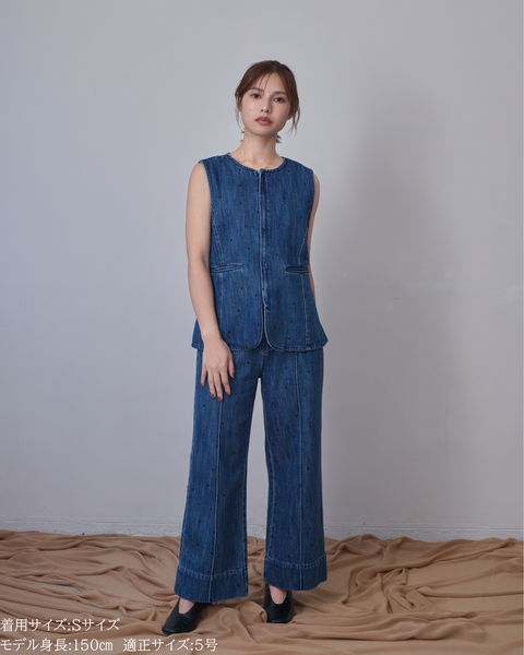 画像をギャラリービューアに読み込む, 低身長用パンツ/小柄用/低身長/小柄セットセットアップ/デニム/低身長ブランド/小柄ブランド/デニムパンツ/小柄デニム/小柄パンツ/デザインパンツ/韓国/デニムセットアップ/チノセットアップ/チノパンツ/ハート刺繍/刺繍デニム/刺繍パンツ