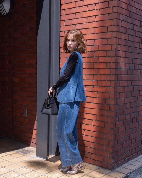 画像をギャラリービューアに読み込む, 低身長用パンツ/小柄用/低身長/小柄セットセットアップ/デニム/低身長ブランド/小柄ブランド/デニムパンツ/小柄デニム/小柄パンツ/デザインパンツ/韓国/デニムセットアップ/チノセットアップ/チノパンツ/ハート刺繍/刺繍デニム/刺繍パンツ