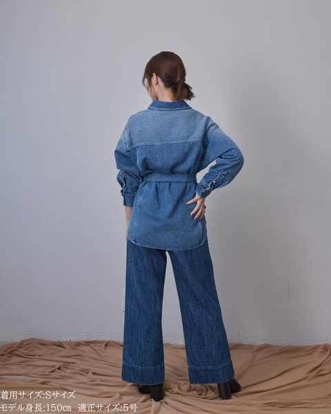 画像をギャラリービューアに読み込む, 低身長用パンツ/小柄用/低身長/小柄セットセットアップ/デニム/低身長ブランド/小柄ブランド/デニムパンツ/小柄デニム/小柄パンツ/デザインパンツ/韓国/デニムセットアップ/チノセットアップ/チノパンツ/ハート刺繍/刺繍デニム/刺繍パンツ