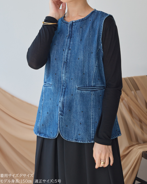 画像をギャラリービューアに読み込む, エンブロイダリーペプラムベスト(セットアップ可能)【801】