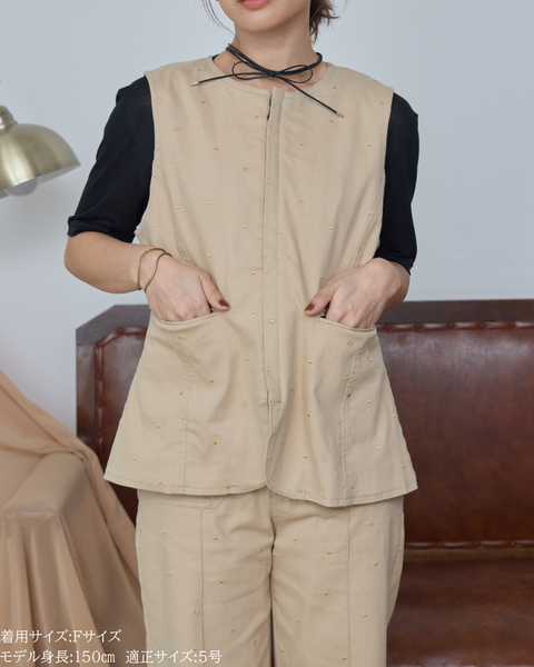 画像をギャラリービューアに読み込む, エンブロイダリーペプラムベスト(セットアップ可能)【801】