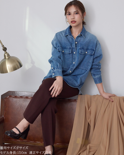 画像をギャラリービューアに読み込む, 小柄ブランド/低身長ブランド/低身長/小柄/小柄シャツ/デニムシャツ/リボンシャツ