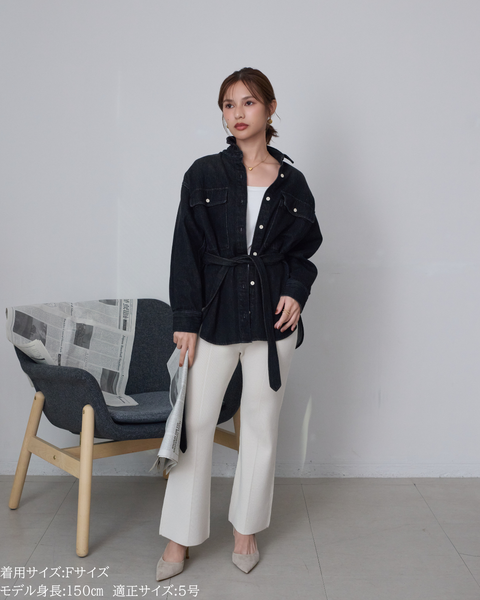 画像をギャラリービューアに読み込む, 小柄ブランド/低身長ブランド/低身長/小柄/小柄シャツ/デニムシャツ/リボンシャツ/147cm/低身長コーディネート