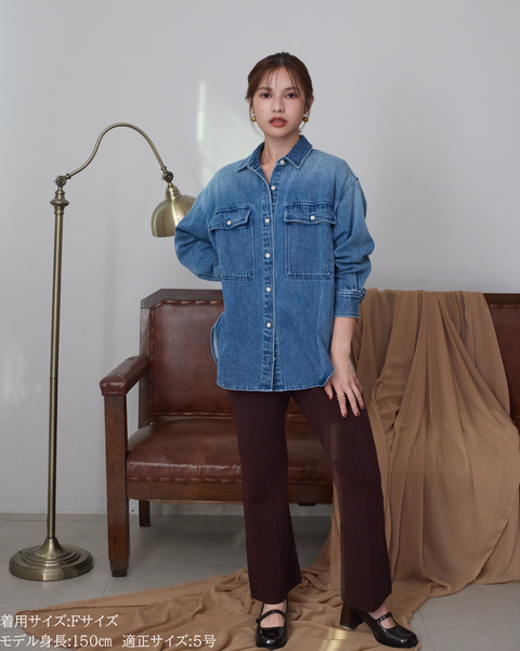 画像をギャラリービューアに読み込む, 小柄ブランド/低身長ブランド/低身長/小柄/小柄シャツ/デニムシャツ/リボンシャツ