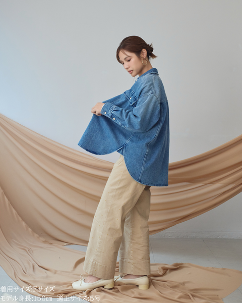 画像をギャラリービューアに読み込む, 小柄ブランド/低身長ブランド/低身長/小柄/小柄シャツ/デニムシャツ/リボンシャツ