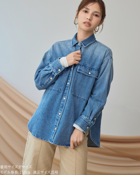 画像をギャラリービューアに読み込む, 小柄ブランド/低身長ブランド/低身長/小柄/小柄シャツ/デニムシャツ/リボンシャツ