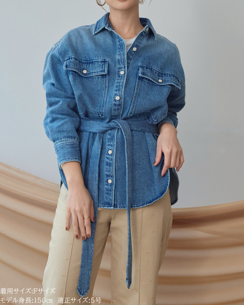 画像をギャラリービューアに読み込む, 小柄ブランド/低身長ブランド/低身長/小柄/小柄シャツ/デニムシャツ/リボンシャツ