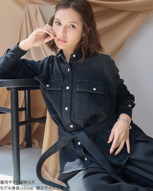 小柄ブランド/低身長ブランド/低身長/小柄/小柄シャツ/デニムシャツ/リボンシャツ/147cm/低身長コーディネート