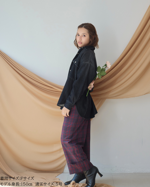 画像をギャラリービューアに読み込む, 小柄ブランド/低身長ブランド/低身長/小柄/小柄シャツ/デニムシャツ/リボンシャツ/147cm/低身長コーディネート