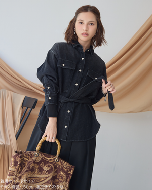 小柄ブランド/低身長ブランド/低身長/小柄/小柄シャツ/デニムシャツ/リボンシャツ/147cm/低身長コーディネート