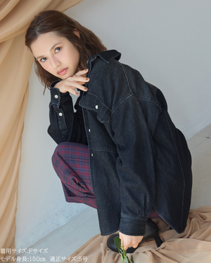 小柄ブランド/低身長ブランド/低身長/小柄/小柄シャツ/デニムシャツ/リボンシャツ/147cm/低身長コーディネート