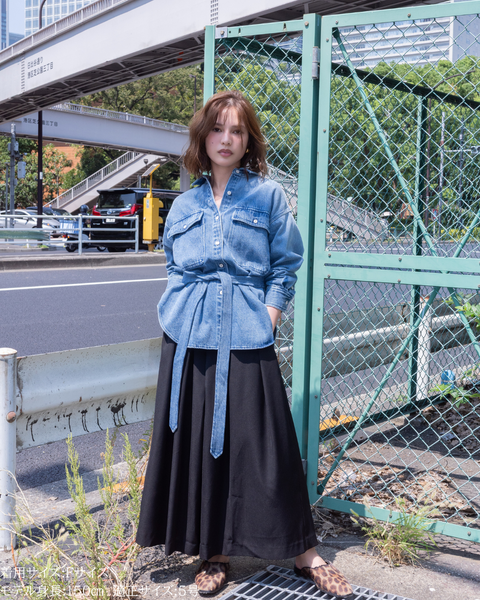 画像をギャラリービューアに読み込む, 小柄ブランド/低身長ブランド/低身長/小柄/小柄シャツ/デニムシャツ/リボンシャツ/147cm/低身長コーディネート