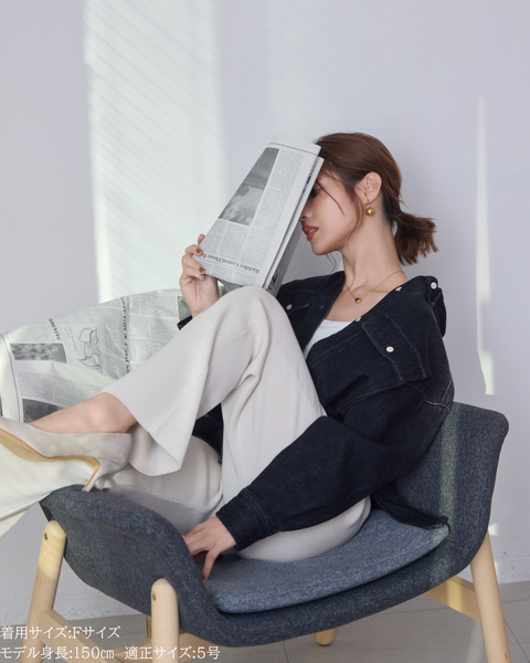 画像をギャラリービューアに読み込む, 小柄ブランド/低身長ブランド/低身長/小柄/小柄シャツ/デニムシャツ/リボンシャツ/147cm/低身長コーディネート