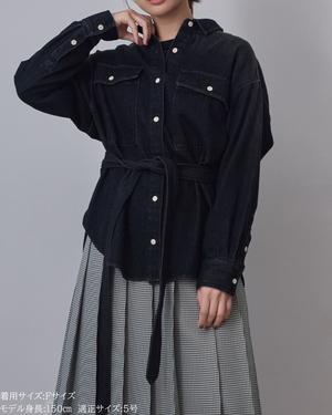 小柄ブランド/低身長ブランド/低身長/小柄/小柄シャツ/デニムシャツ/リボンシャツ/147cm/低身長コーディネート