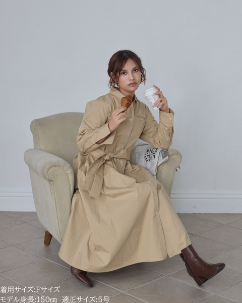 画像をギャラリービューアに読み込む, 小柄ワンピース/低身長ワンピース/こコットンワンピース/低身長シャツワンピース/パリジェンヌ/羽織/147cm