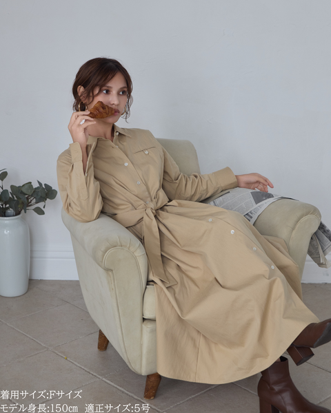 画像をギャラリービューアに読み込む, 小柄ワンピース/低身長ワンピース/こコットンワンピース/低身長シャツワンピース/パリジェンヌ/羽織/147cm