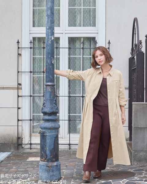 画像をギャラリービューアに読み込む, 小柄ワンピース/低身長ワンピース/こコットンワンピース/低身長シャツワンピース/パリジェンヌ/羽織/147cm