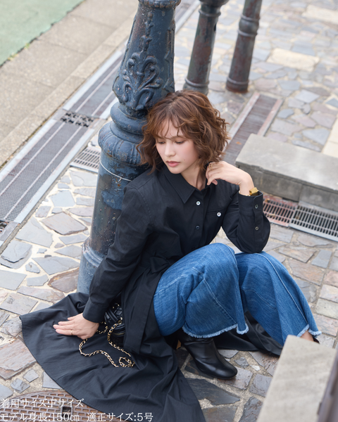 画像をギャラリービューアに読み込む, 小柄ワンピース/低身長ワンピース/こコットンワンピース/低身長シャツワンピース/パリジェンヌ/羽織/147cm