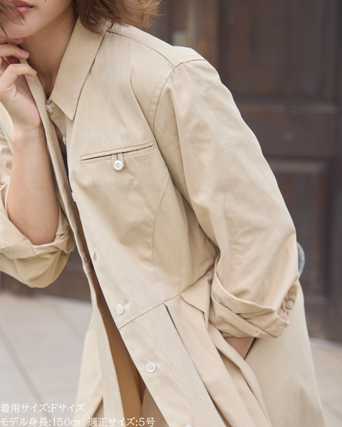 画像をギャラリービューアに読み込む, 小柄ワンピース/低身長ワンピース/こコットンワンピース/低身長シャツワンピース/パリジェンヌ/羽織/147cm